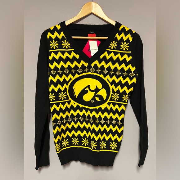 NWT Iowa HAWKEYES Cotton UGLY Christmas SWEATER - Picture 2 of 6